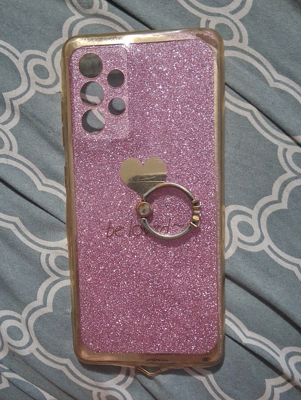 Galaxy A53 5G Pink Glitter Heart Ring Phone Case